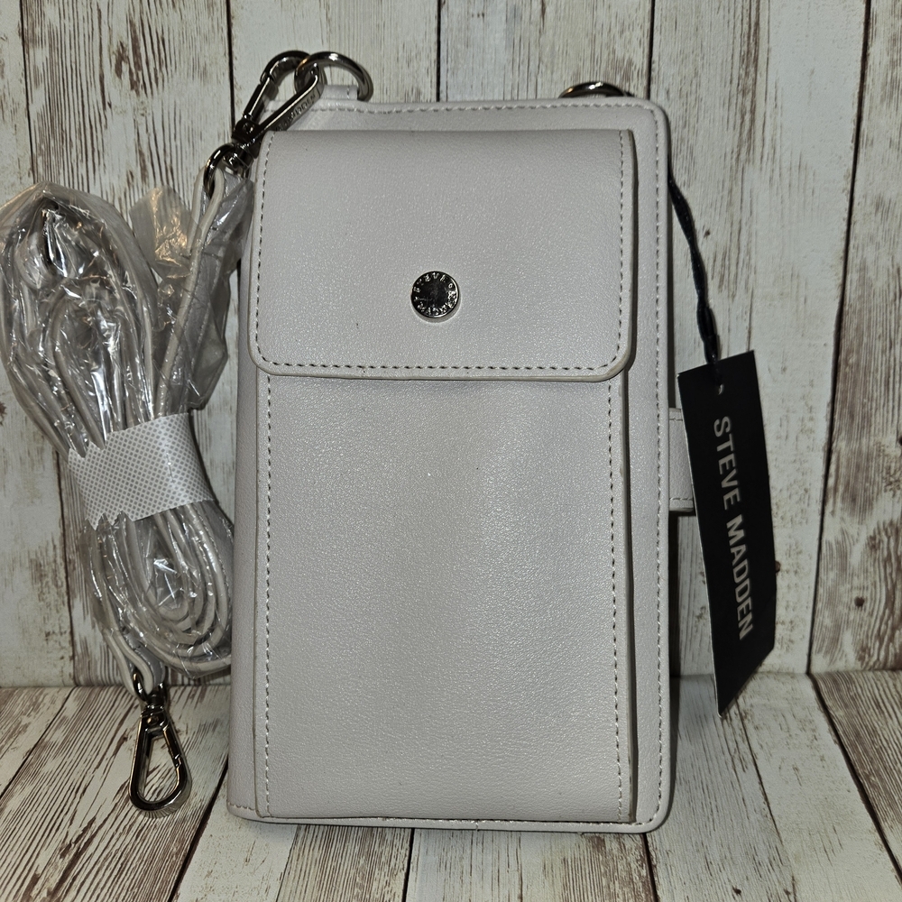 Steve Madden Cream Cell Phone Crossbody Bag with Removable Strap NWT New